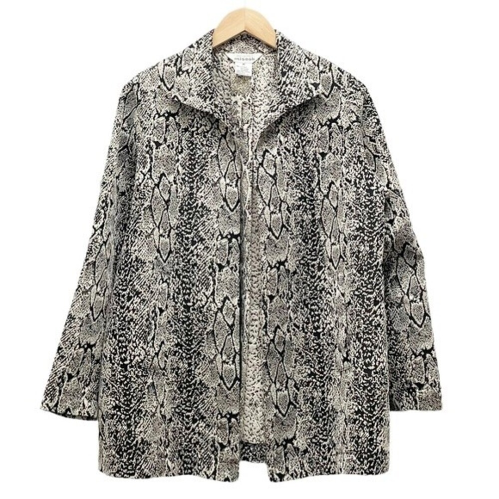 Misook Metallic Snake Reptile Print Open Front To… - image 2